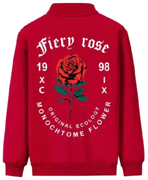 Valentine’s Day Romantic Rose and Slogan Print Jacket