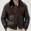 Watch What Happens Live 2026 Dylan Efron Brown Shearling Jacket front