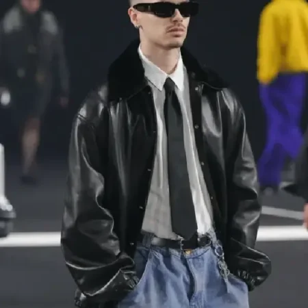 Willy Chavarria Show Romeo Beckham Leather Jacket