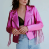 Women’s Rainbow Fringe Leather Jacket
