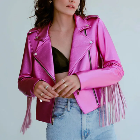 Women’s Rainbow Fringe Leather Jacket