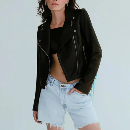 Women’s Rainbow Fringe Leather Jacket for sale