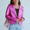 Women’s Rainbow Fringe Leather Jacket front