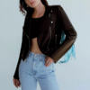 Women’s Rainbow Fringe Leather Jacket front style