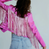 Women’s Rainbow Fringe Leather Jacket shoot