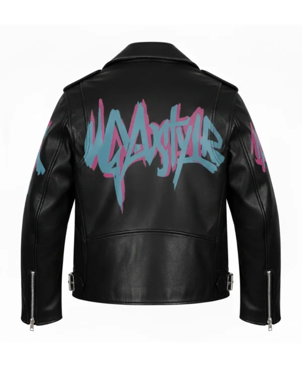 Wyldstyle Black Leather Biker Jacket For Sale