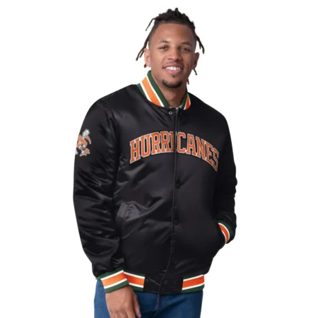 black miami hurricanes starter jacket