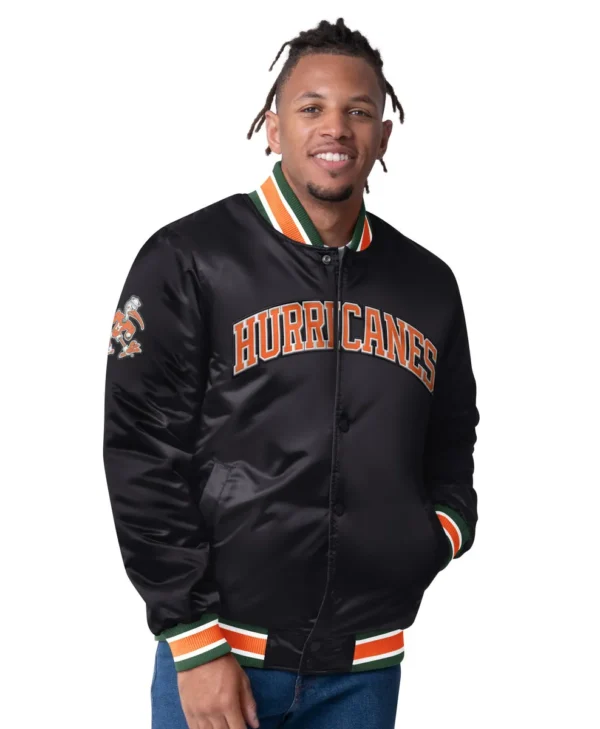 black miami hurricanes starter jacket