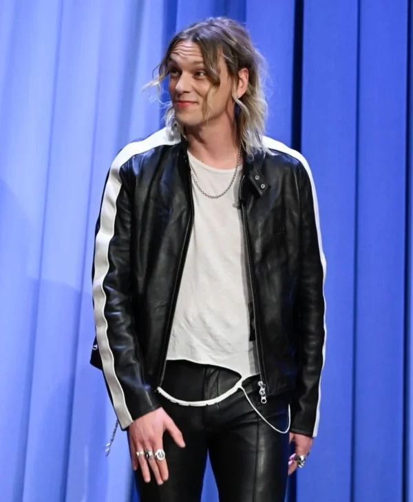 jamie campbell bower jimmy fallon Show Leather Jacket For Sale