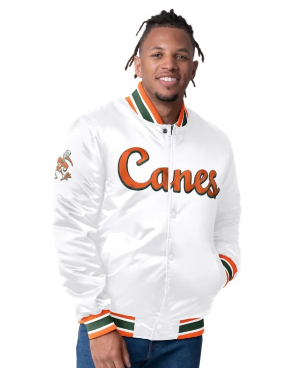 white miami hurricanes starter jacket
