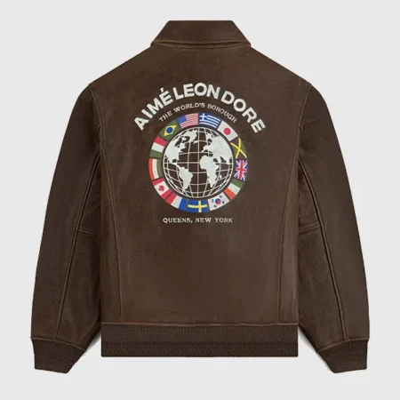 Aime Leon Dore World’s Borough Leather Flight Jacket
