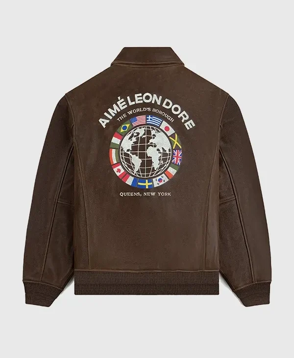 Aime Leon Dore World’s Borough Leather Flight Jacket
