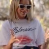 Amanda Frances RHOBH S15 White Lip Print Tee for sale