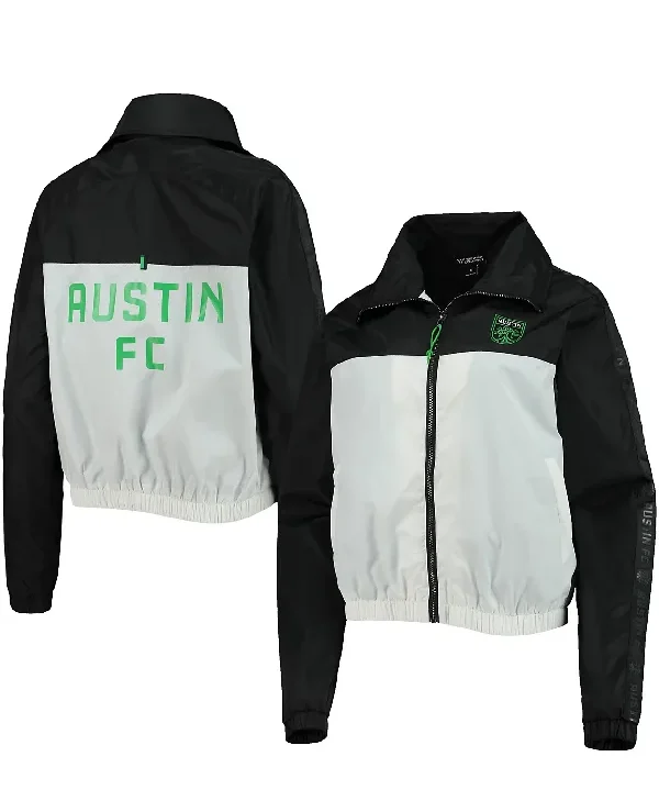 Austin FC Black And White Bomber Zipper Jacket