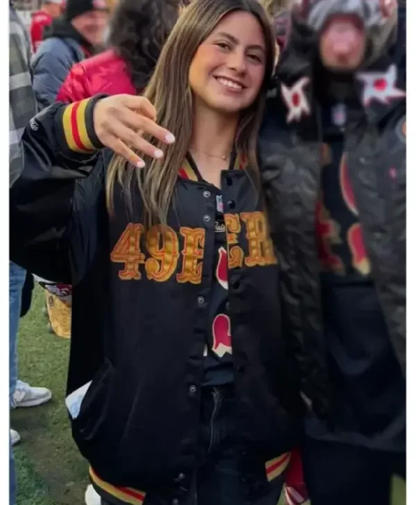 Azul Trujillo San Francisco 49ers Satin Raglan Jacket