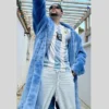 Bad Bunny Blue Shearling Coat