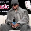 Bad Bunny Super Bowl LX Halftime Show Fur grey Coat