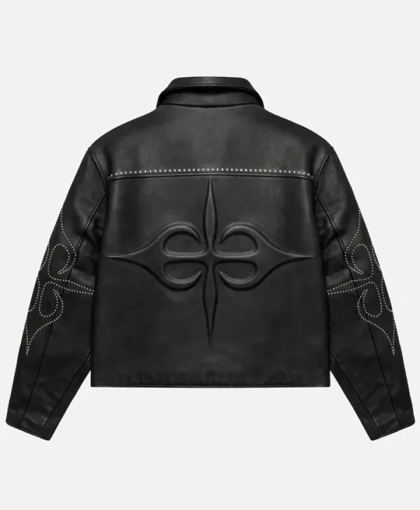 Black VIVET Signature Leather Jacket back