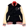 Black and Beige Philadelphia Flyers Varsity Jacket front