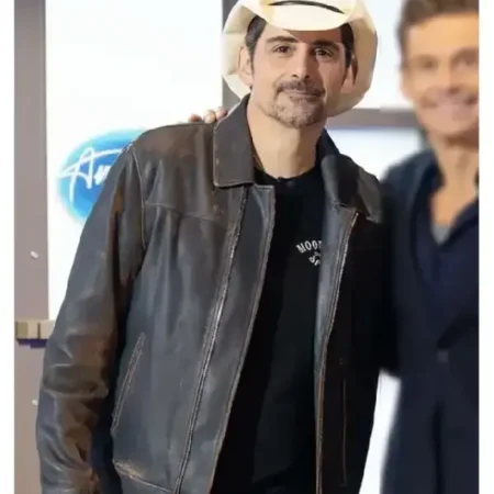 Brad Paisley American Idol S24 brown Leather Jacket