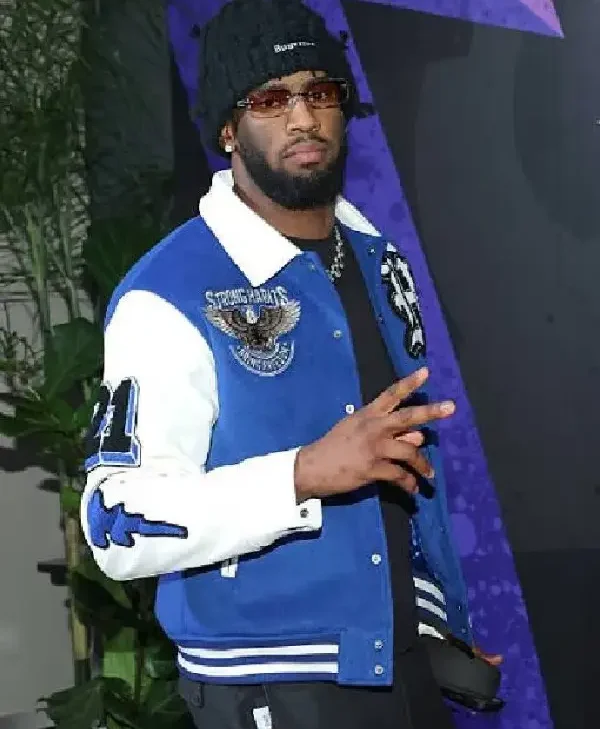 Brian Burns Blue Varsity Blue Jacket