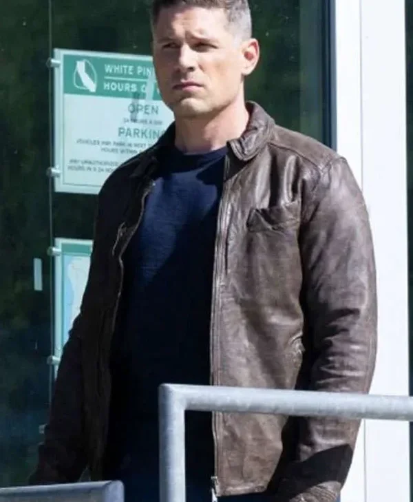 Buy Sheriff Country Matt Lauria Brown Leather Jacket