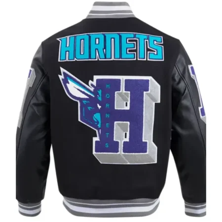 Charlotte Hornets Black Wool Varsity Jacket for sale