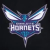 Charlotte Hornets Script Tail Black Wool & Leather Varsity Jacket patch
