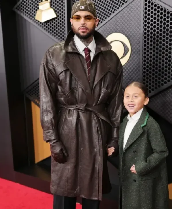 Chris Brown 68th GRAMMY Awards Leather Coat