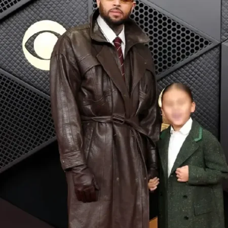 Chris Brown 68th GRAMMY Awards Leather Coat for sale