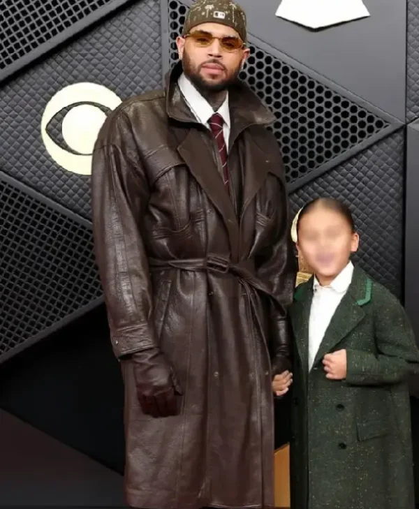 Chris Brown 68th GRAMMY Awards Leather Coat for sale