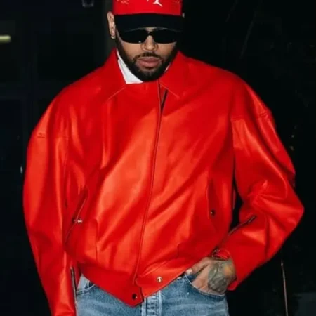 Chris Brown Paris 2026 Red Jacket