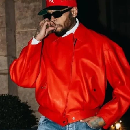 Chris Brown Paris 2026 Red Jacket for sale