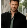 Chris Hemsworth Crime 101 black coat