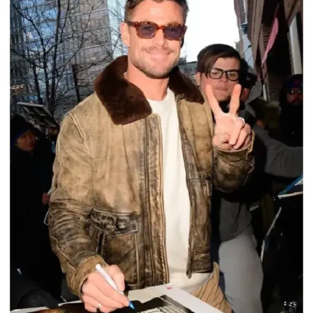 Chris Hemsworth NYC Leather Aviator Jacket