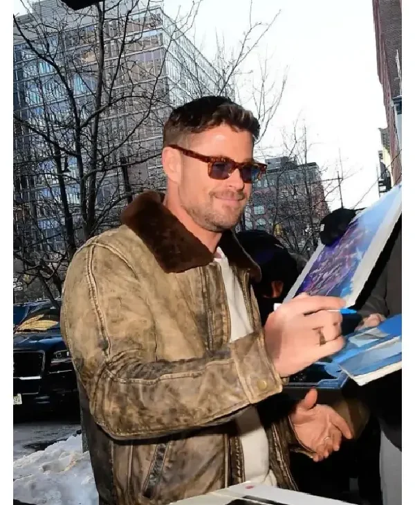 Chris Hemsworth NYC Leather Aviator Jacket for sale