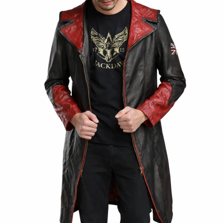 Dante Devil May Cry Black Leather Long Coat for sale