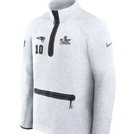 Drake Maye New England Patriots Super Bowl LX Opening Night Tech Fleece Sweatshirt side pose