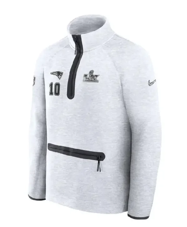 Drake Maye New England Patriots Super Bowl LX Opening Night Tech Fleece Sweatshirt side pose