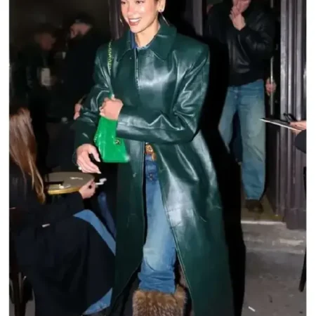 Dua Lipa 2026 Green Leather Coat