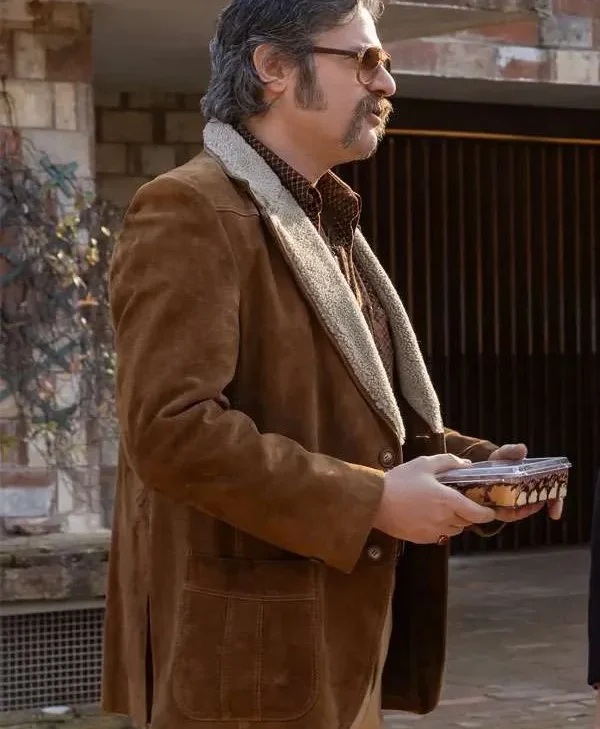 Edoardo Pesce The Big Fake Shearling Brown Suede Leather Blazer