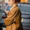 Eleanor the Great 2025 Erin Kellyman Camel Brown Leather Coat for sale