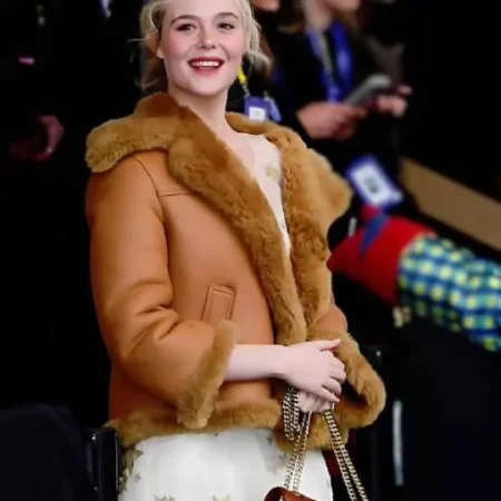 Elle Fanning Shearling Jacket