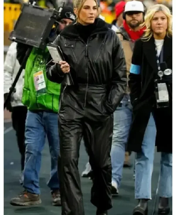 Erin Andrews Black Leather Jumpsuit for sale