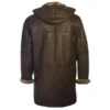 Get Brent Hook Closure Chocolate Brown Hooded Leather Coat