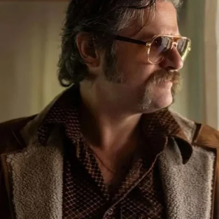 Get Edoardo Pesce The Big Fake Shearling Brown Suede Leather Blazer