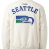 Get NFL Seattle Seahawks 2026 Cream Varsity Jacket