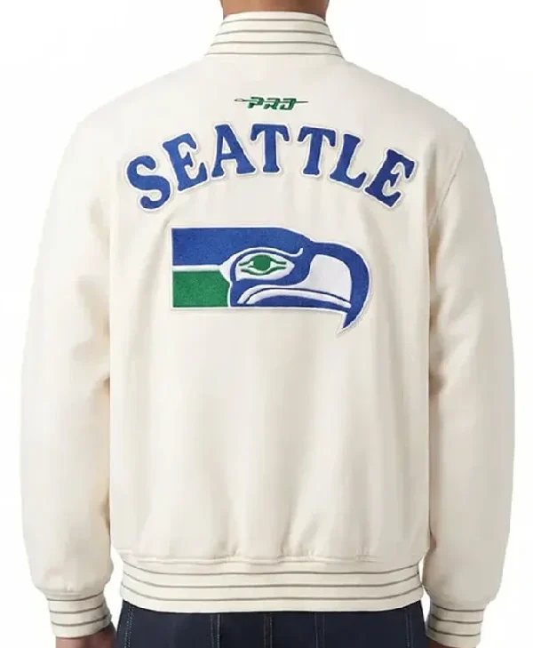 Get NFL Seattle Seahawks 2026 Cream Varsity Jacket