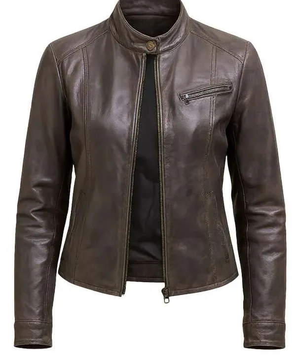 Get Sheriff Country Morena Baccarin Brown Leather Jacket