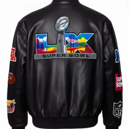 Get Super Bowl 2026 Black Vegan Leather Jacket